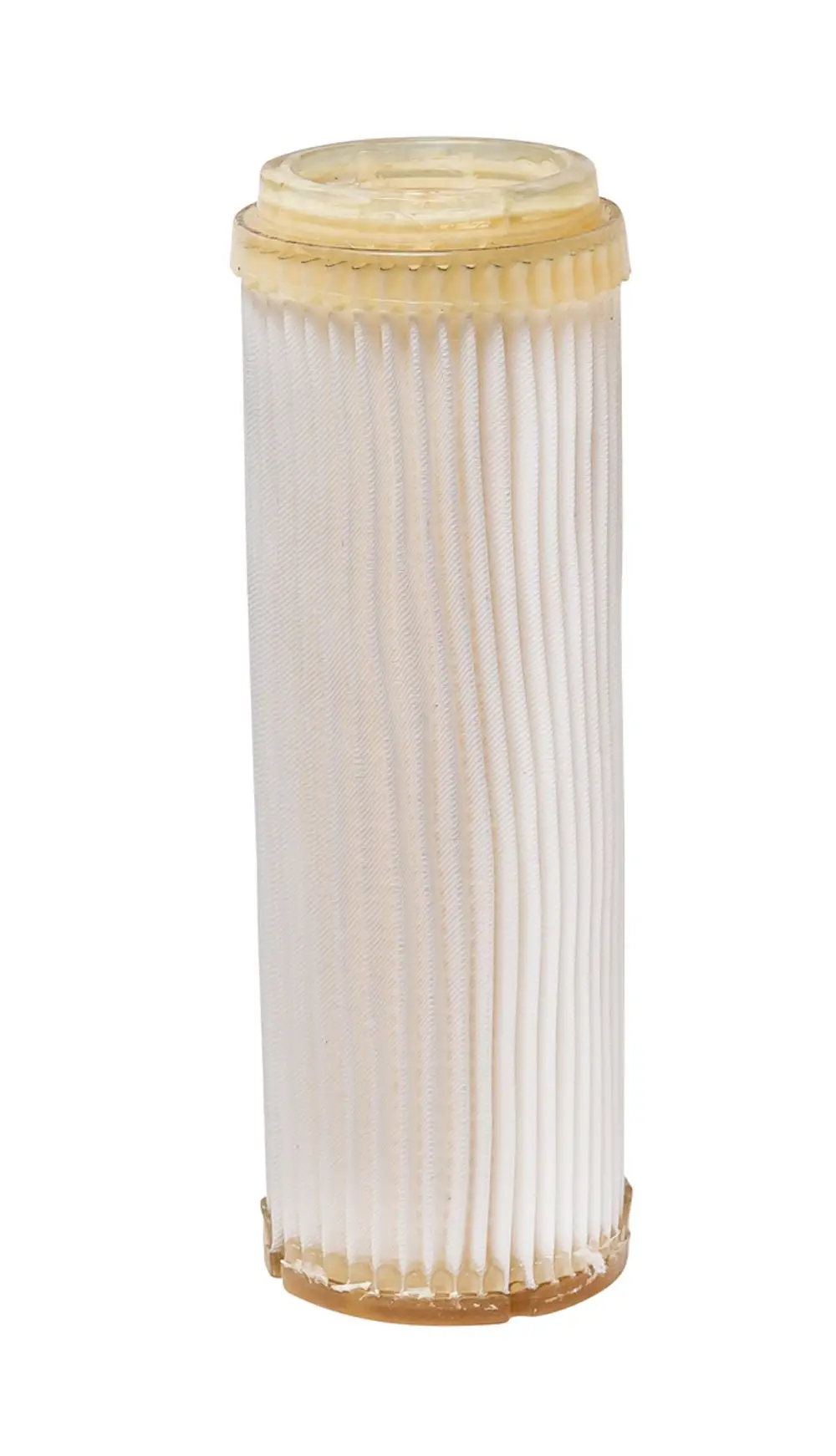 Weißes Filterelement mit rippiger Struktur und transparentem oberen Ende, verwendet von BWT zur Filtration in unterschiedlichen Anwendungen.